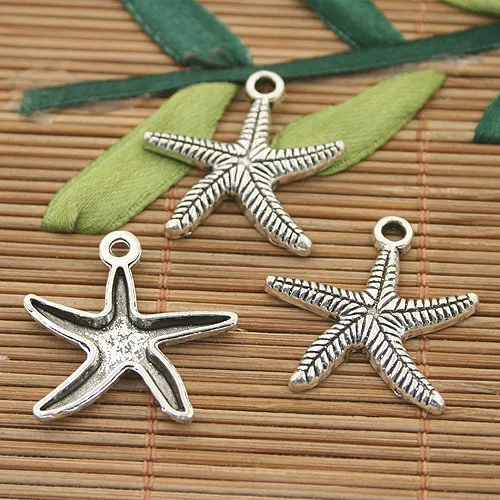 

30pcs dark silver tone starfish charms h3016