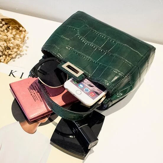 2017 Новый бренд крокодиловый узор 3 цвета сумка на плечо Минималистичная через из