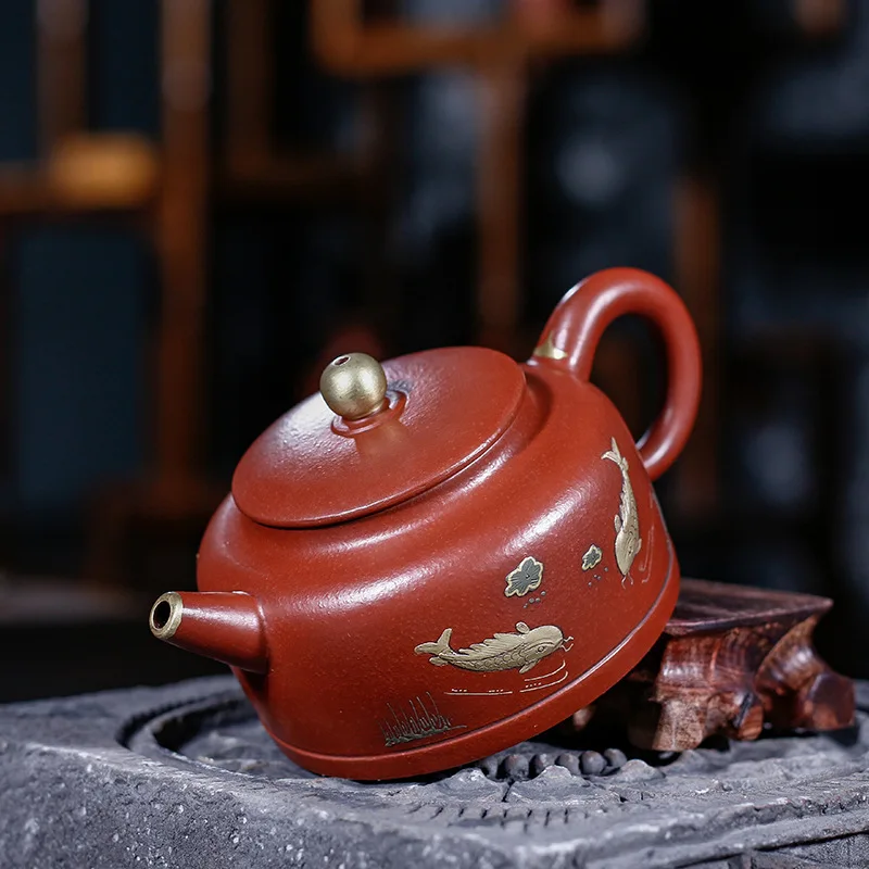 Old Kettle Yixing Dark-red Enameled Pottery Teapot Bright Red Robe Zhou Guizhen Manual Famous Wholesale Tea Set Agent | Дом и сад