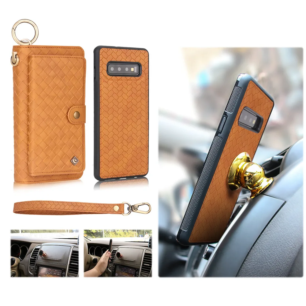 Чехол Кошелек из искусственной кожи на молнии со съемным магнитом заднюю панель