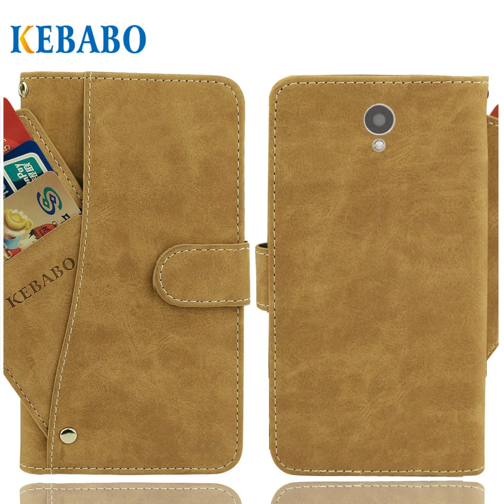 

Vintage Leather Wallet DEXP Z250 Case 5" Flip Luxury 3 Front Card Slots Cover Magnet Stand Phone Protective Bags