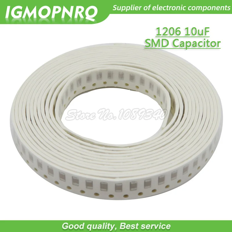 100 шт. Конденсатор smd 1206 10 мкФ X5R ошибка 10% 16V 106 емкость IGMOPNRQ|Конденсаторы| |