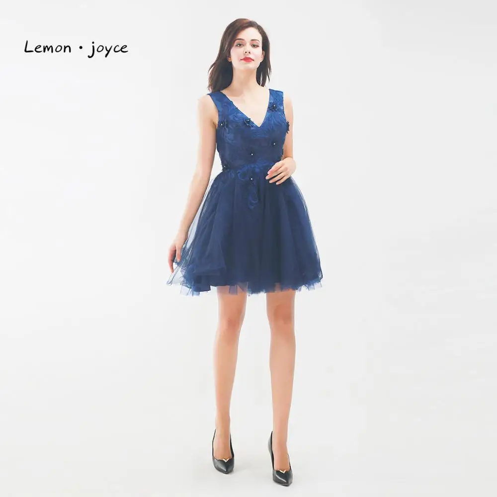 Lemon joyce Элегантные короткие платья для выпускного вечера 2020 темно-синие