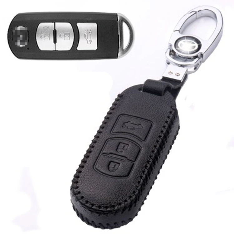 Новый кожаный чехол для ключа с 3 кнопками и дистанционным управлением цепочкой