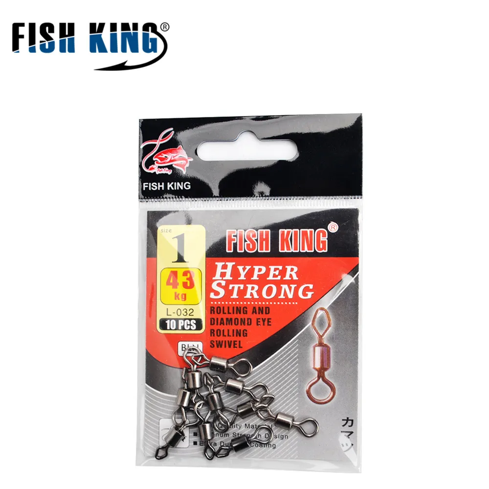 FISH KING бренд 1 упаковка 10 шт./лот гипер сильный рыболовный поворотный Rolling Diamand приманка на рыболовный крючок Разъем для рыбалки рыболовные снасти