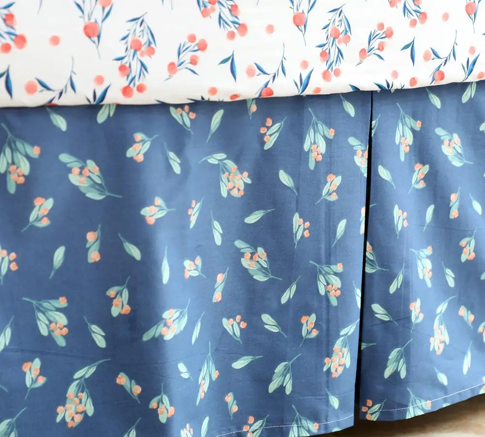 

Crib Bed Skirt Dust Ruffle for Baby Girls and Boys Bedding Sets(Navy Leaf)