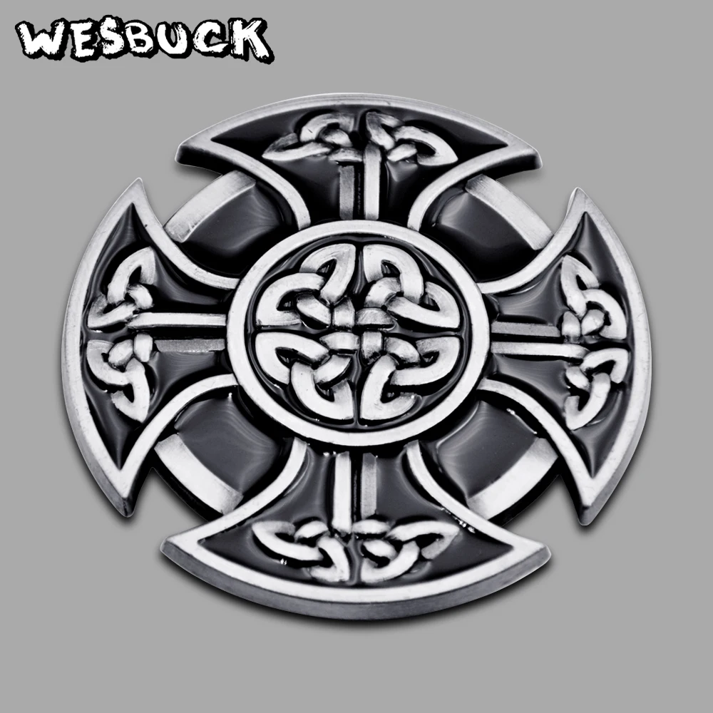 WesBuck брендовая круглая кельтская пряжка с перекрестным узлом для мужского ремня