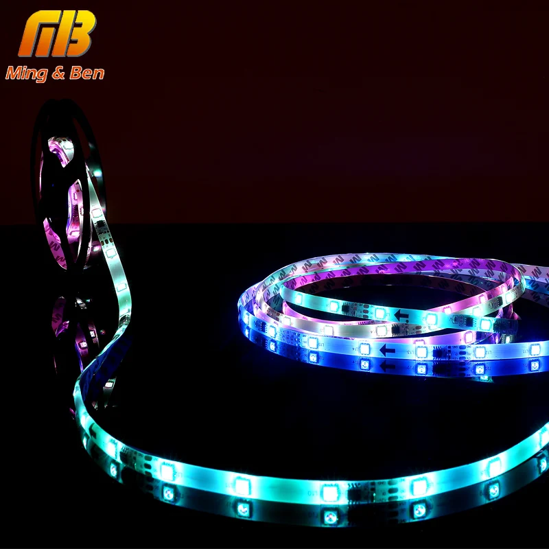 [MingBen] 5 м светодиодные ленты Smart Auto Сменные RGB DC 12 В в SMD 5050 полный цвет Pixel IC цифровой