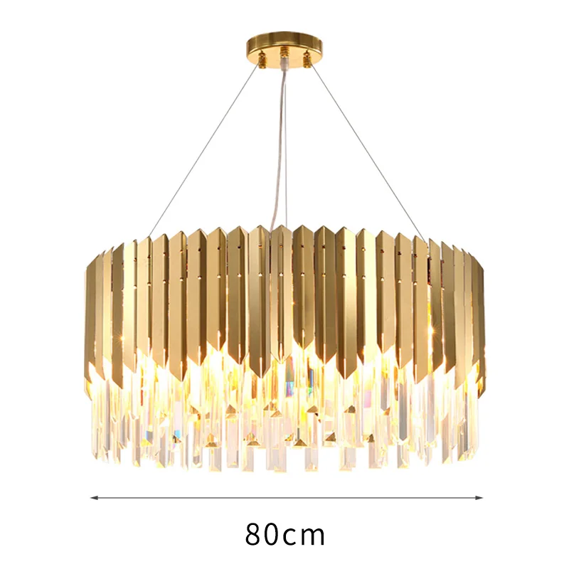 dia 80cm gold Маленький круглый золотой Хрустальный светодиодный Современный Люстра-светильник ing для кухни, столовой, спальни, прикроватный светильник, роскошные подвесные лампы k9 - Цвет абажура: dia 80cm gold