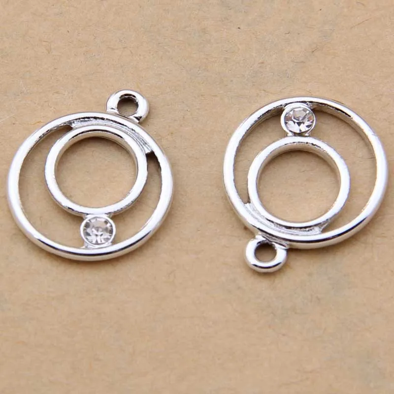 

100pcs 15*18mm Round Dotted Pendant Handmade Alloy Necklace Earrings Accessories Wholesale