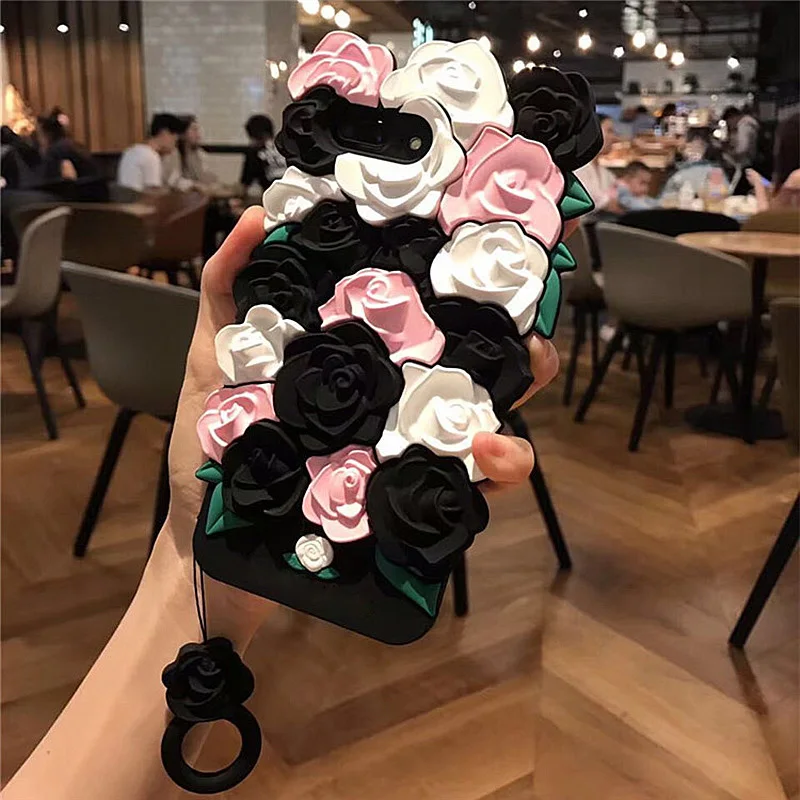 Для iPhone 7 X случае роскоши милые цветы девушка женщин 3D полная защита телефон