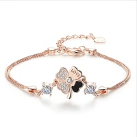 tjp latest crystal clover rose gold bracelets jewelry girl fashion zircon silver bracelets for women wedding party accessories