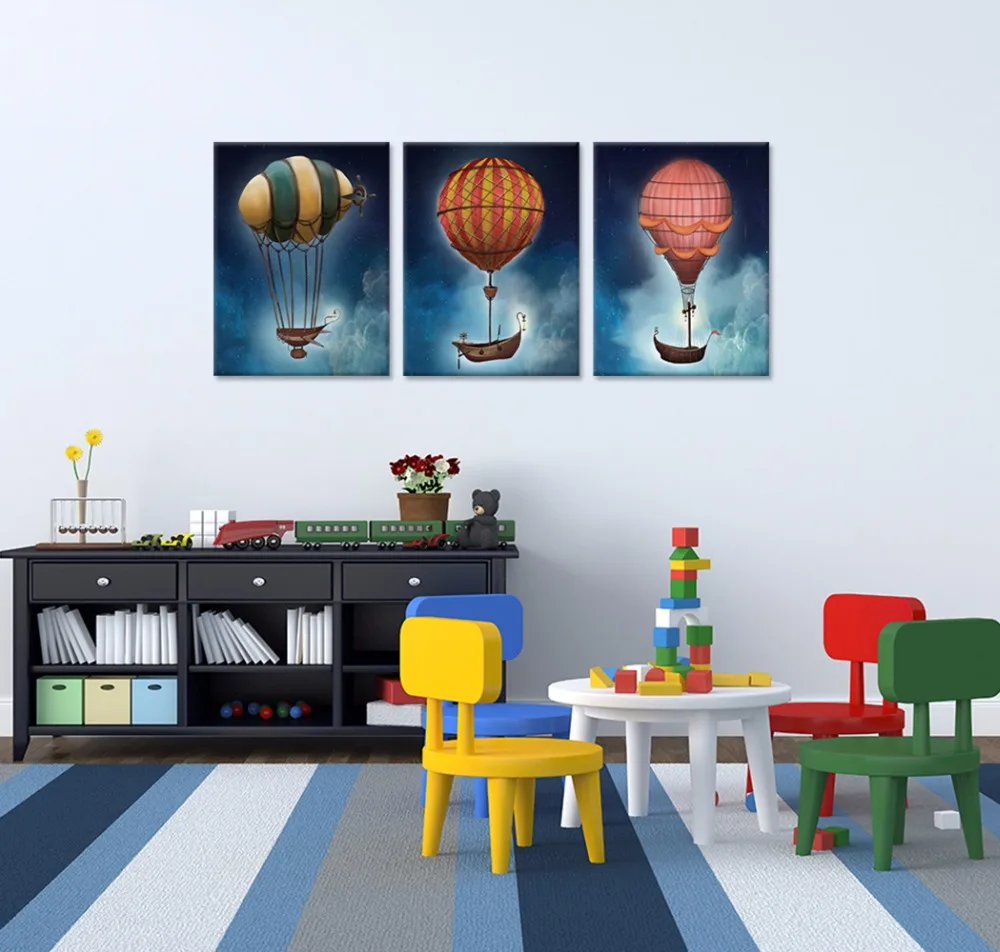 3 предмета космическая тема холст настенное искусство стимпанк воздушная