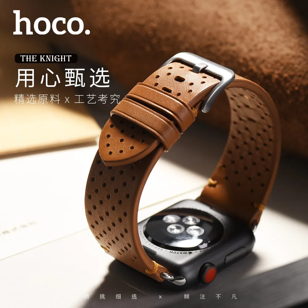 Новый HOCO коровьей ремешок для Apple Watch из натуральной кожи группа дышащий часы