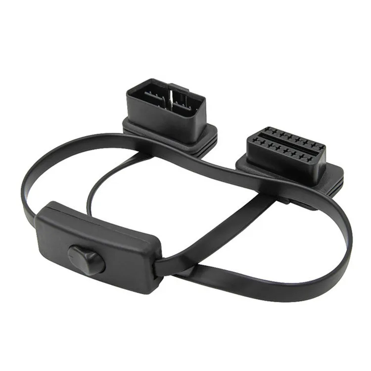 Fashion OBD2 16 pins socket flat noodle elbow conversion line OBD cord male &amp female head switch extension car accessories | Автомобили