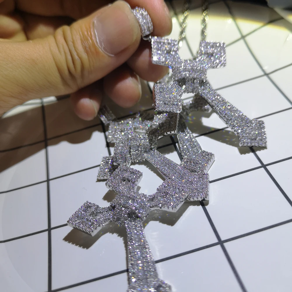 Подвеска с большим крестом AAA фианит свадебное обручальное кулоны с necklace ем для женщин и мужчин ювелирные изделия