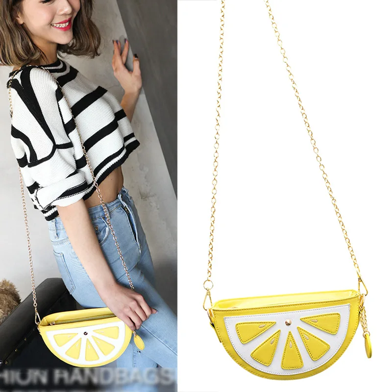 Сумка в форме арбуза оранжевого цвета вечерняя сумка-клатч с фруктовой цепочкой