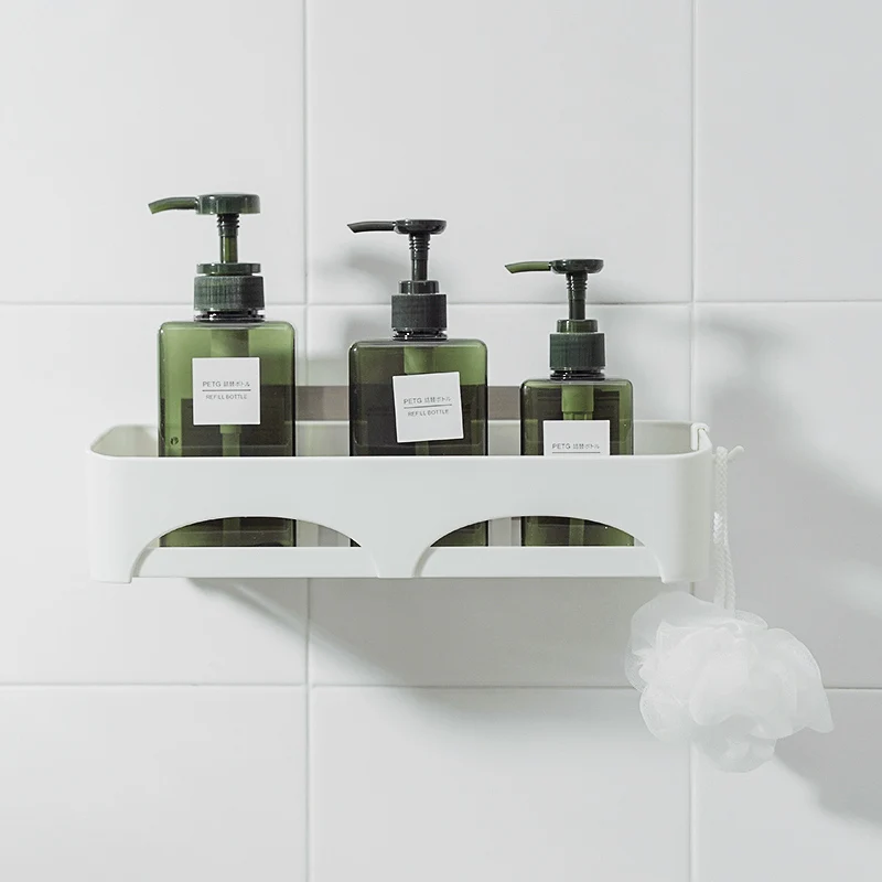 Paste KLX High quality bathroom Vacuum Strong Suction cup shelf Kitchen Punch free No trace Spice rack home Storage makeup organizer - Цвет: Paste