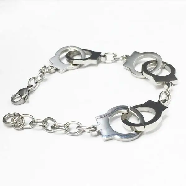 Модные панковские мужские/женские наручники из нержавеющей стали браслеты на