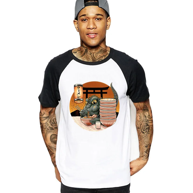 Military ramenzilla dragon king of monsters polkadothero on sale Men Japanese anime print tshirt black white t-shirt top t shirt | Мужская