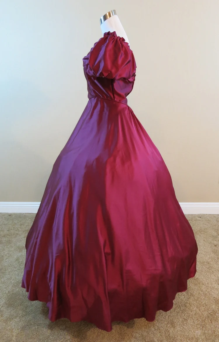 Burgundy Gown Civil war costume renaissance dress satin dres | Женская одежда