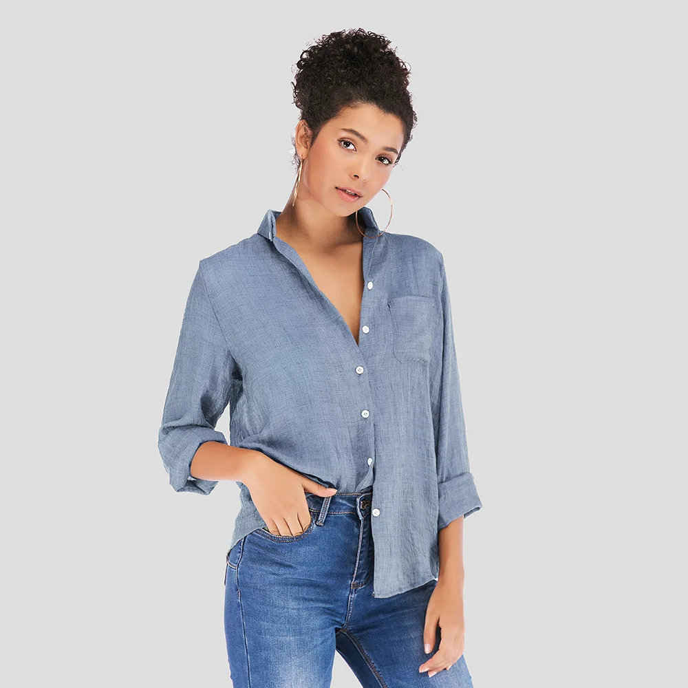 Летняя новая модная хлопковая и льняная Солнцезащитная рубашка со стоячим