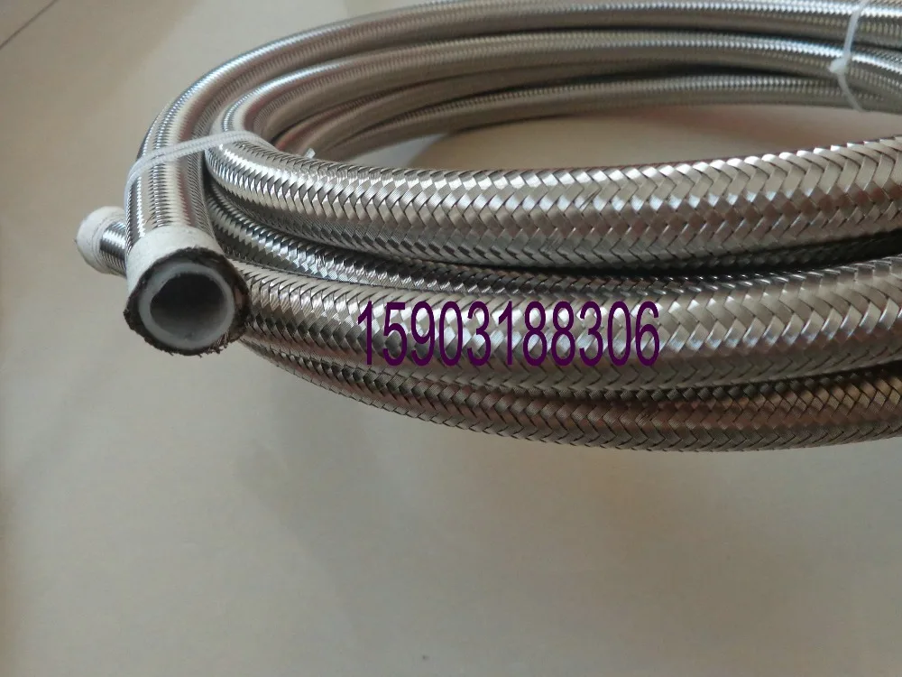 AN 6 AN6 Stainless Steel Braided PTFE Fuel Line Oil Gas Hose Silver 1M 3FT ID 8mm|Шланги и зажимы| |
