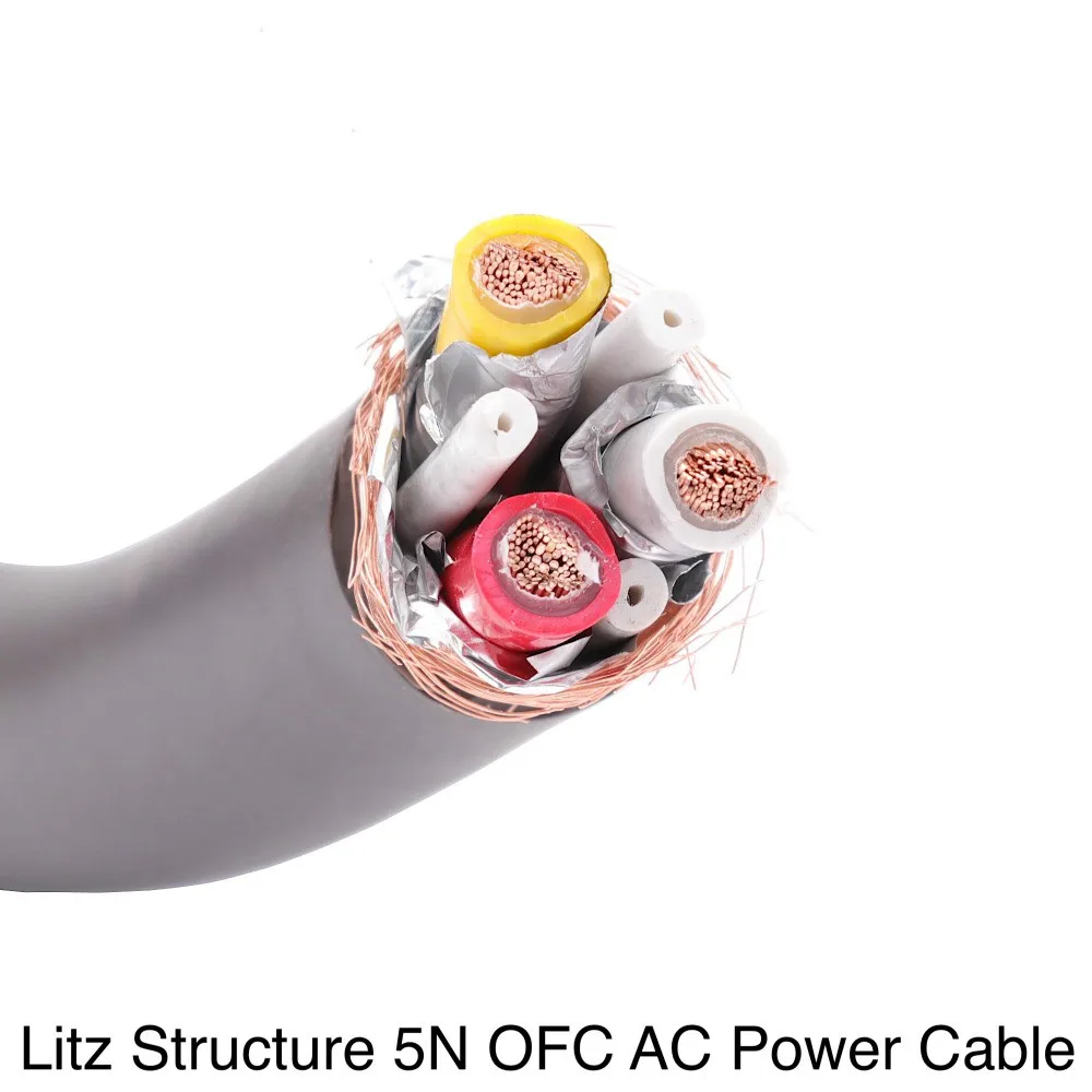 Высококлассный кабель питания переменного тока 99.9998% 5N RISR медный полностью