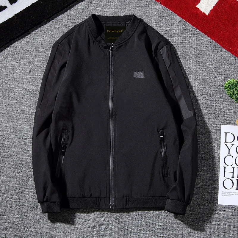 ENWAYEL 2018 Осенняя мода тонкие повседневные куртки Для мужчин пальто Slim Fit ветровка