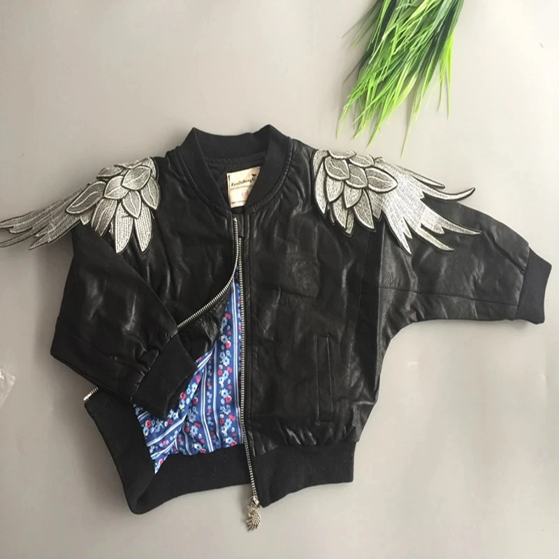 Дети Девочки индивидуальный Кожаные Куртки для Детей Пальто 2017 Весна Осень