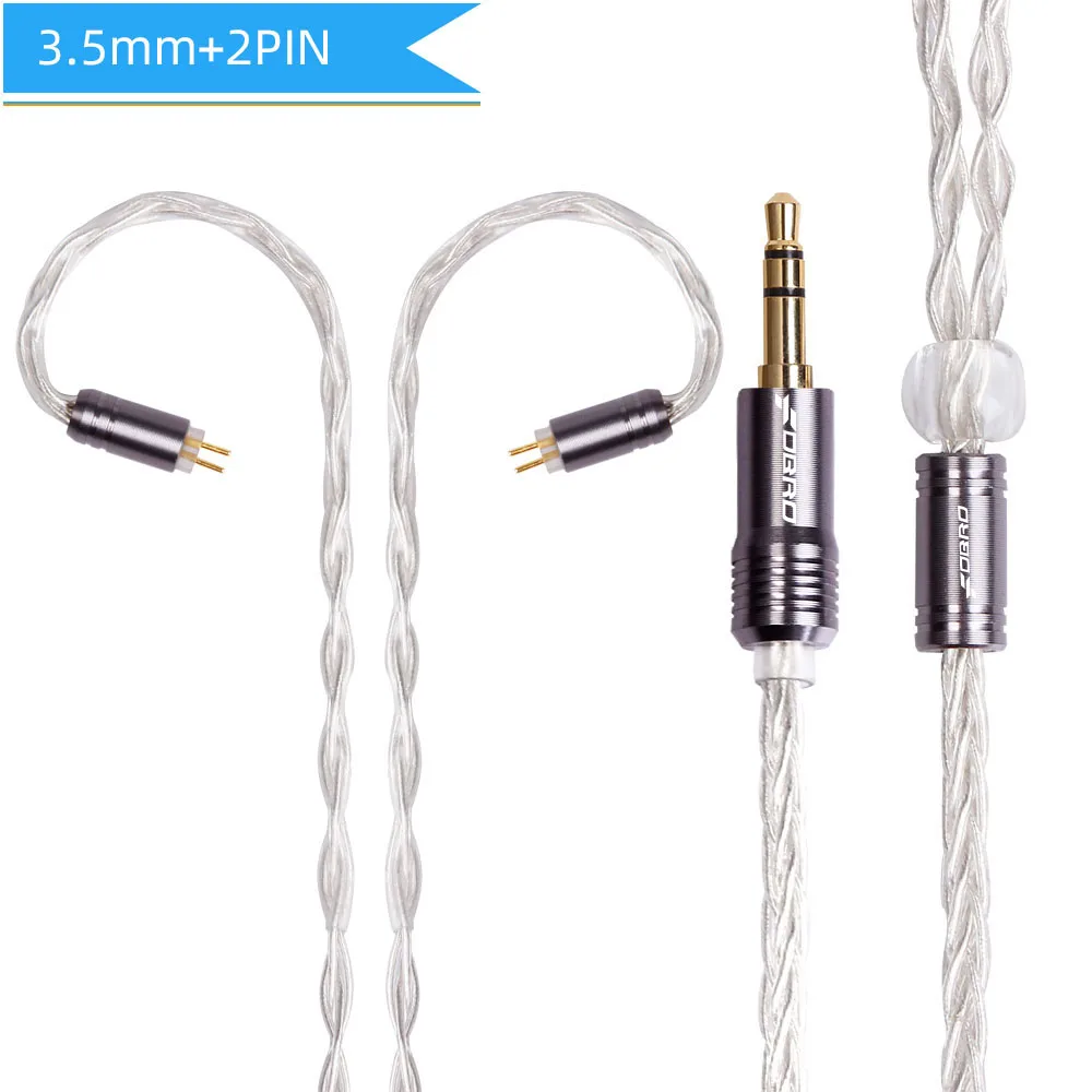 silver 3.5mm 2pin FDBRO 2,5/3,5/4,4 мм наушники кабель IE80 A2DC IM 8 ядерный мини посеребренные CD-плеер гарнитура провода LS50 LS70 LS200 LS300 E50 - Цвет: silver 3.5mm 2pin