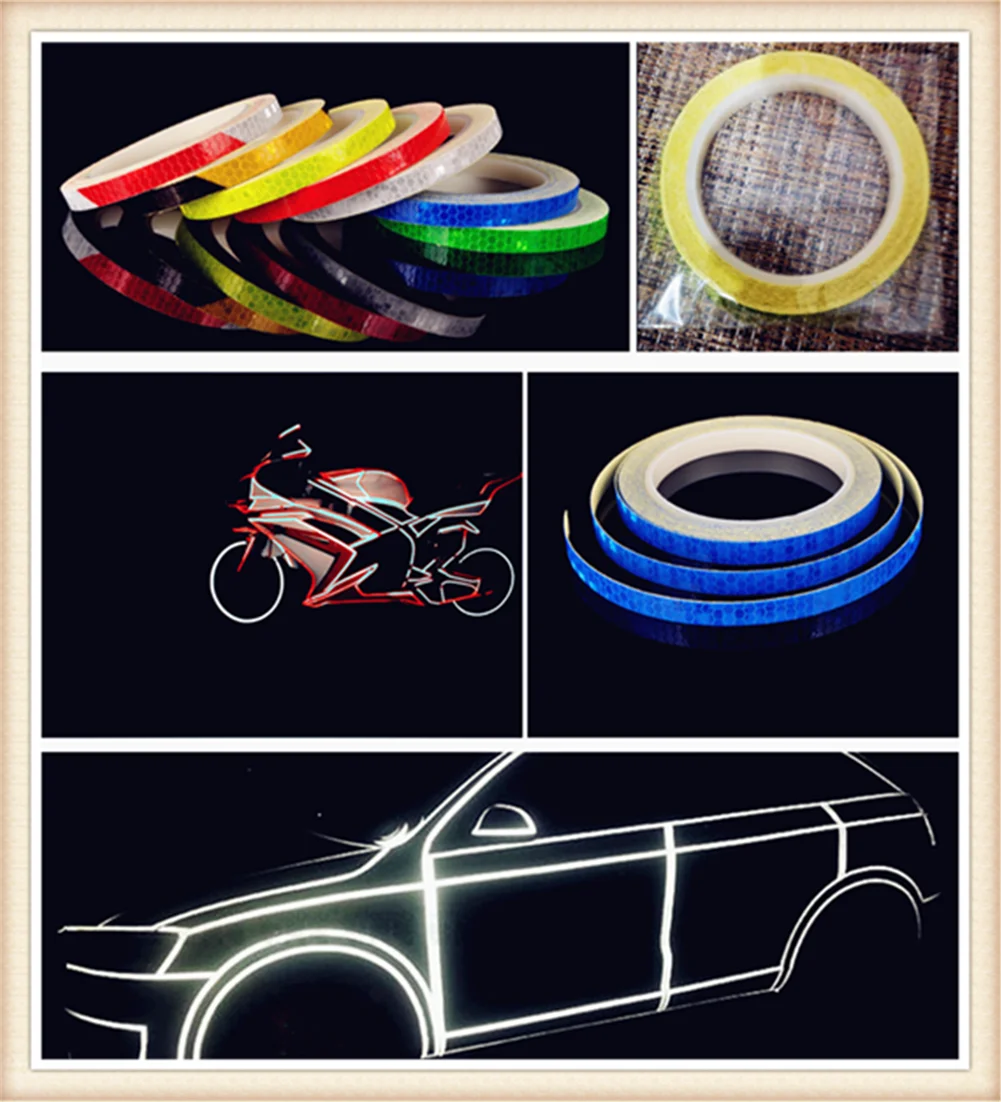 Светоотражающая лента для автомобилей и мотоциклов 1 см х 800 Предупреждающая
