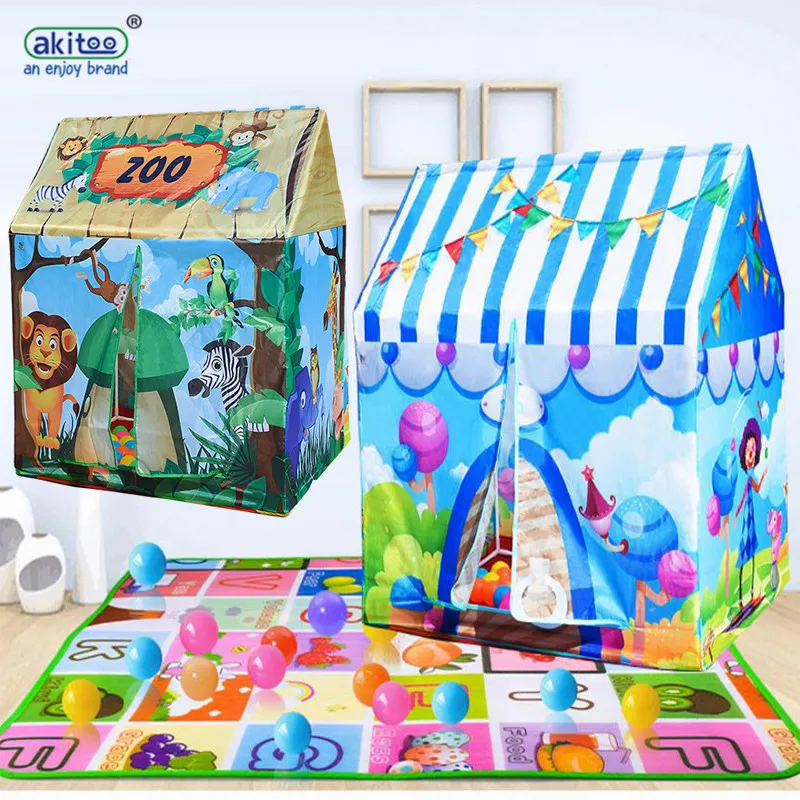 

akitoo 134 children playhouse toy house indoor outdoor baby tent toy girl princess room ocean balls mat boy small tent home gift