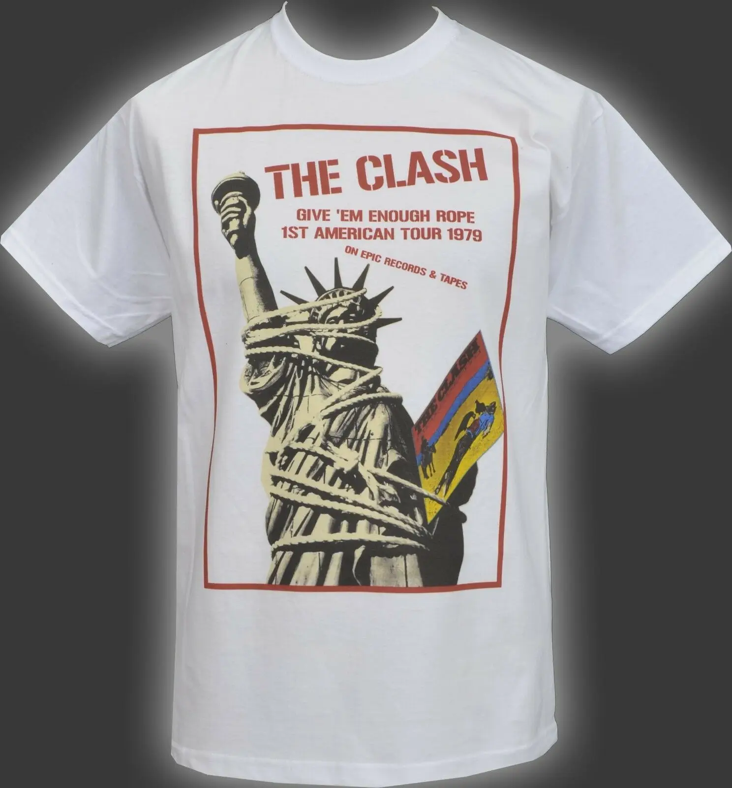 Мужская футболка CLASH USA GIVE EM достаточно веревка Тур панк Рок 1977 S 5XL|Мужские
