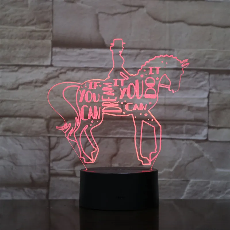 3d лампа для верховой езды на лошади ночник с USB светодиодный светодиодное