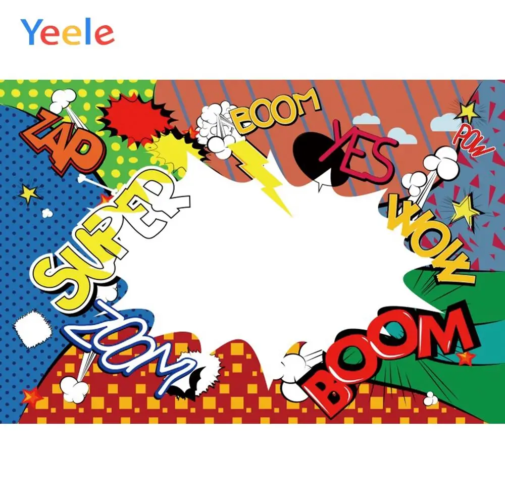 Фоны для фотосъемки Yeele Comic Boom Zap Pow с узорами в горошек детского дня рождения