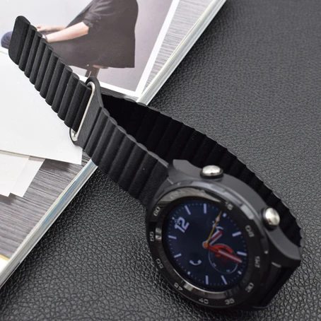 Ремешок кожаный магнитный для наручных часов браслет huawei watch 2 Sport Classic Samsung Gear S3