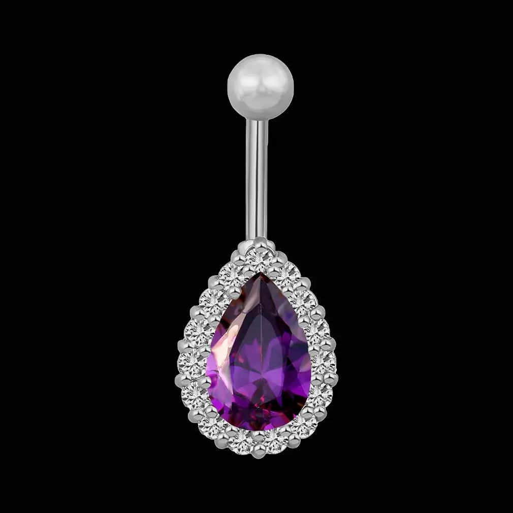 Элегантный двойной крест циркония Кнопка Пирсинг Мода капля форма пупка Кнопка для пирсинга, из хирургической стали сексуальные украшения для тела Пирсинг - Окраска металла: color 5