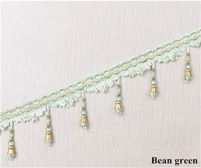 Bean green Qgvish 12 м/лот бисер занавеска кисточка бахрома кружевная отделка Сделай Сам сшить диван сценический светильник кружевная лента пояс занавеска аксессуары домашний декор - Цвет: Bean green