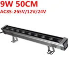 Светодиодсветодиодный настенная уличная лампа для мытья стен, ландшафтный светильник, уличный светильник с линейным прожектором, 0,5 м, 9 Вт, 85-265 в, 12 В, 24 В переменного тока, 50 см