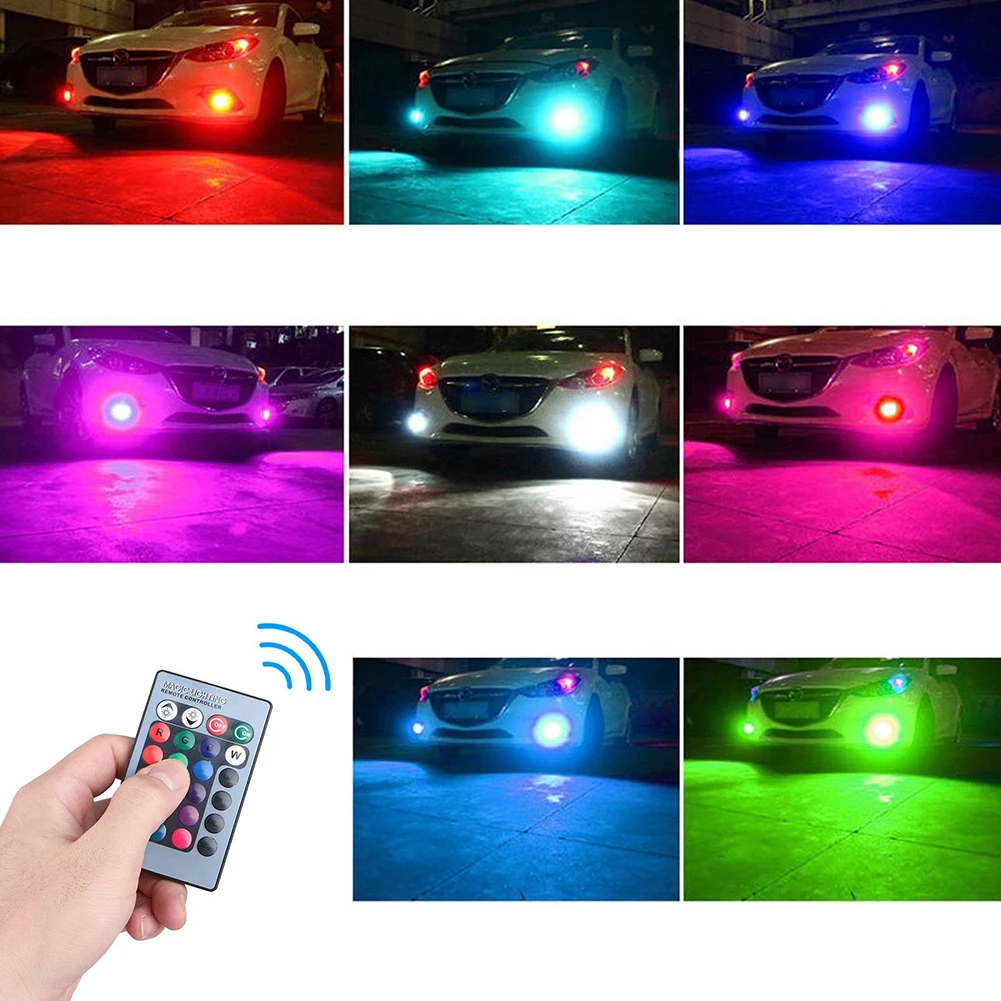 2 шт. 12 В RGB светодиодный автомобильный противотуманный фонарь фары с дистанционным управлением автомобильные лампы