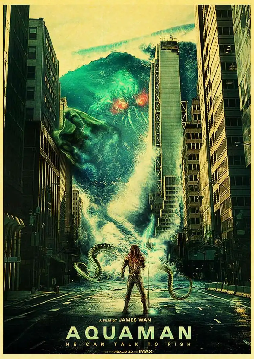 E121 ВИНТАЖНЫЙ ПЛАКАТ DC Comics супергерой Аквамен фильм плакаты крафт-бумага настенная живопись Ретро плакат Настенная Наклейка - Цвет: E121