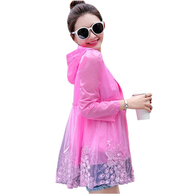 

Куртка женская с длинным рукавом, тонкая модная повседневная верхняя одежда с капюшоном, из сетчатой пряжи, для защиты от солнца, на лето