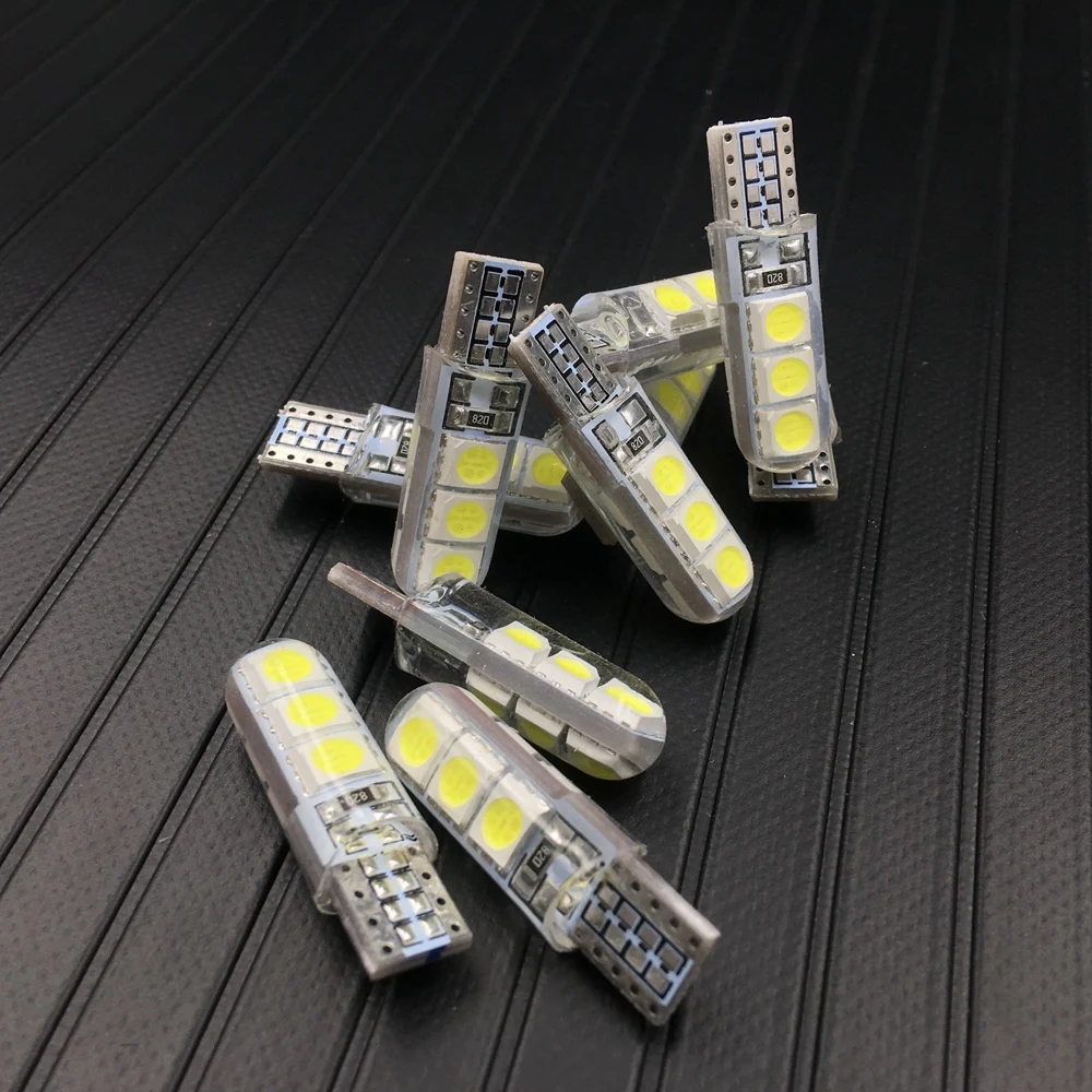 10 шт. T10 5050 6SMD светодиодный автомобильный светильник Canbus без ошибок ширина номерного знака задний фонарь сигнальная лампа красный желтый белый светильник s