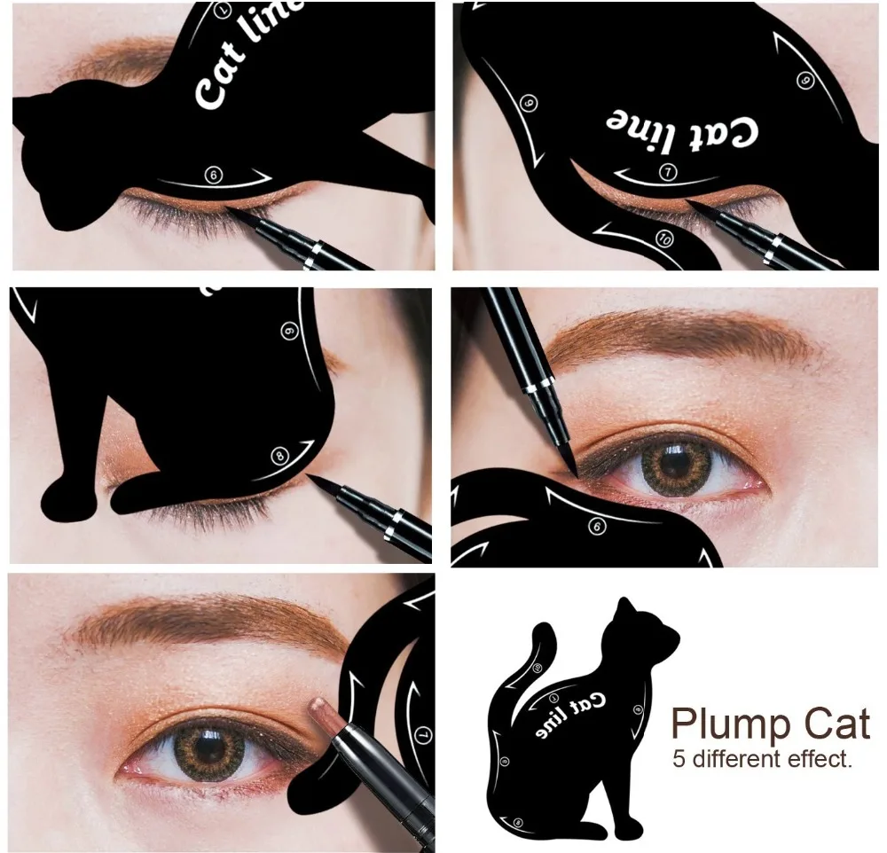 Кошка подводка для глаз трафареты Pro Eye макияж инструменты тонкий игрушечный кошачий хвост линия бровей Shaper тени для век штамповка модели шаблоны Красота Инструменты
