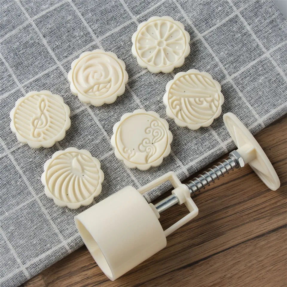 6 стилей 50 г Круглый Цветок Mooncake плесень Пресс давление помадка форма для выпечки Луна Формочки печенья Кондитерские инструменты для украшения выпечки, торта