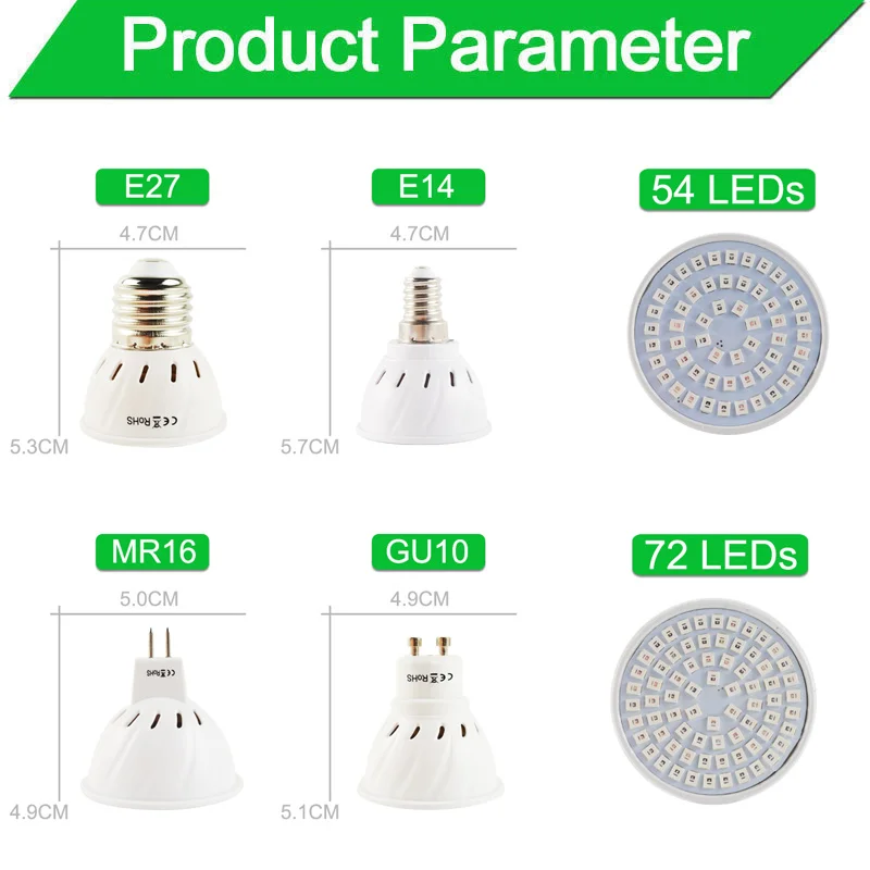 LED Grow Light 220V 110V 2835SMD 5W 6W E27 E14 MR16 GU10 Full Spectrum Lamp For Hydroponics Flowers Plants Vegetab | Освещение