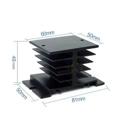 Aluminum Fins Single Phase Solid State Relay SSR 10A to 40A Heat Sink Dissipation Radiator 35mm DIN Rail Mount Black | Обустройство