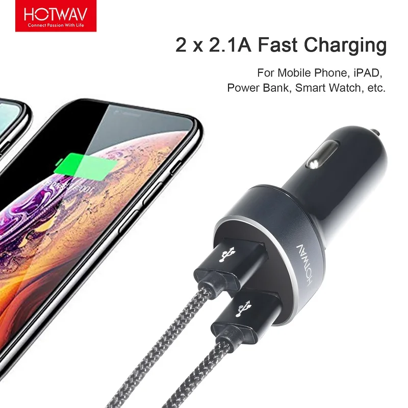 HOTWAV USB Автомобильное зарядное устройство для мобильного телефона металлический