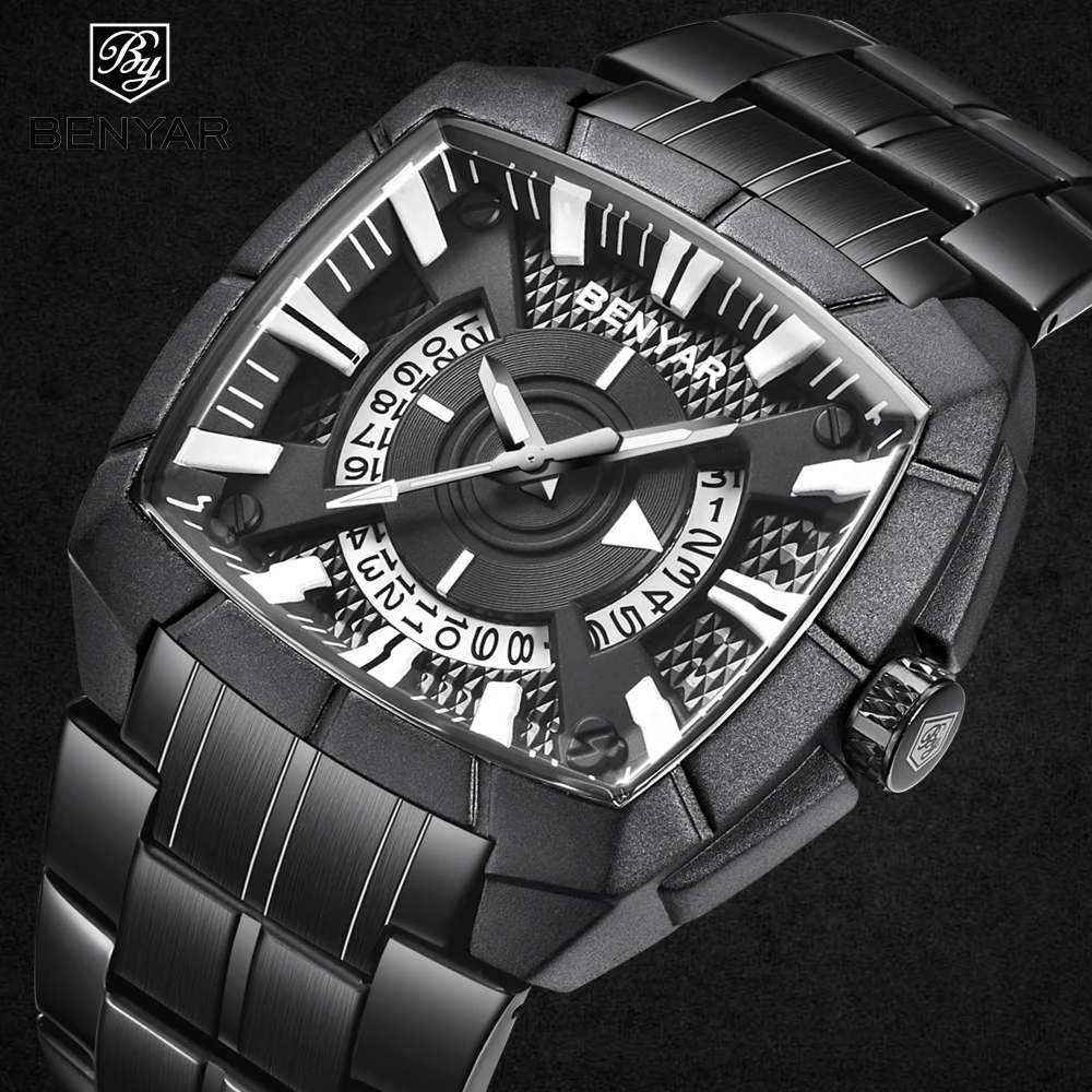 Часы наручные BENYAR Мужские кварцевые брендовые Роскошные повседневные